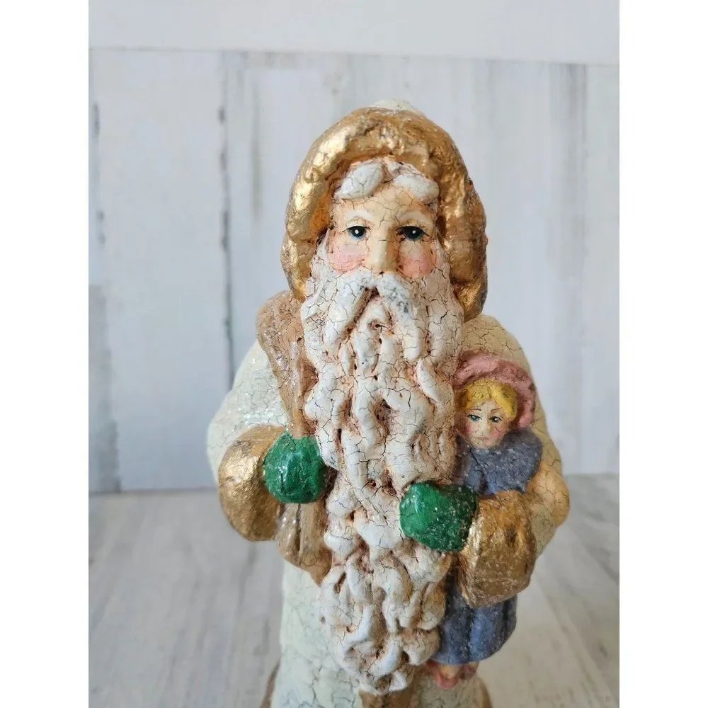 Midwest cannon falls shabby chic Santa crackled toys glitter decor large 12